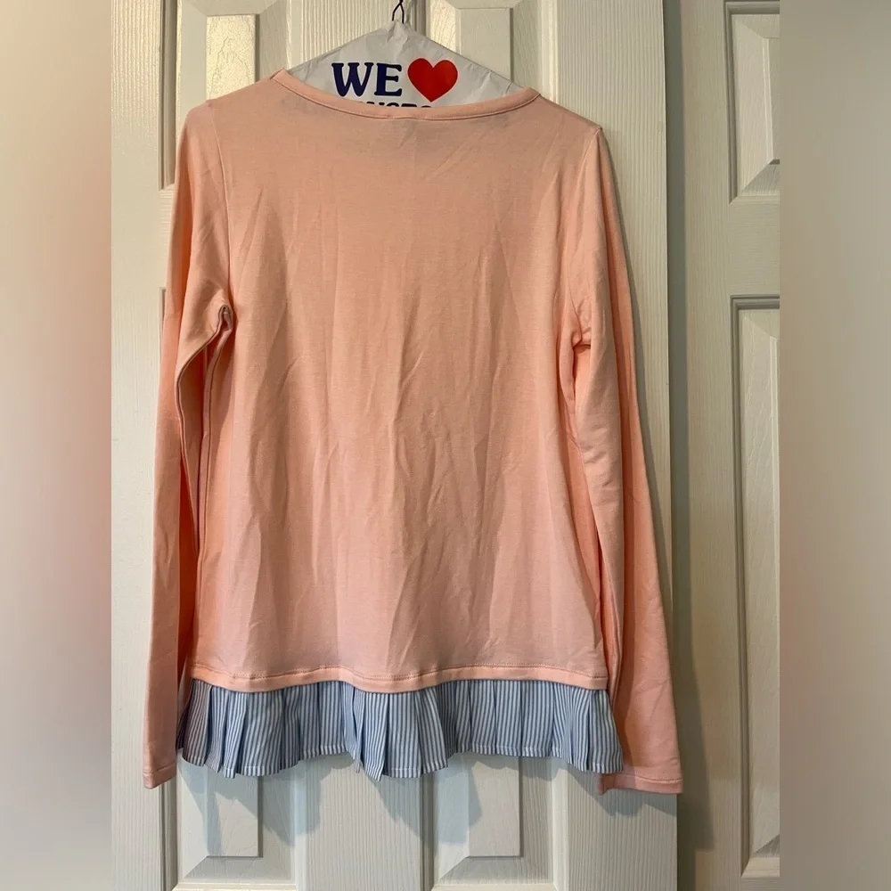 J Crew XS super soft long sleeve t shirt with ruffle bottom, NWT